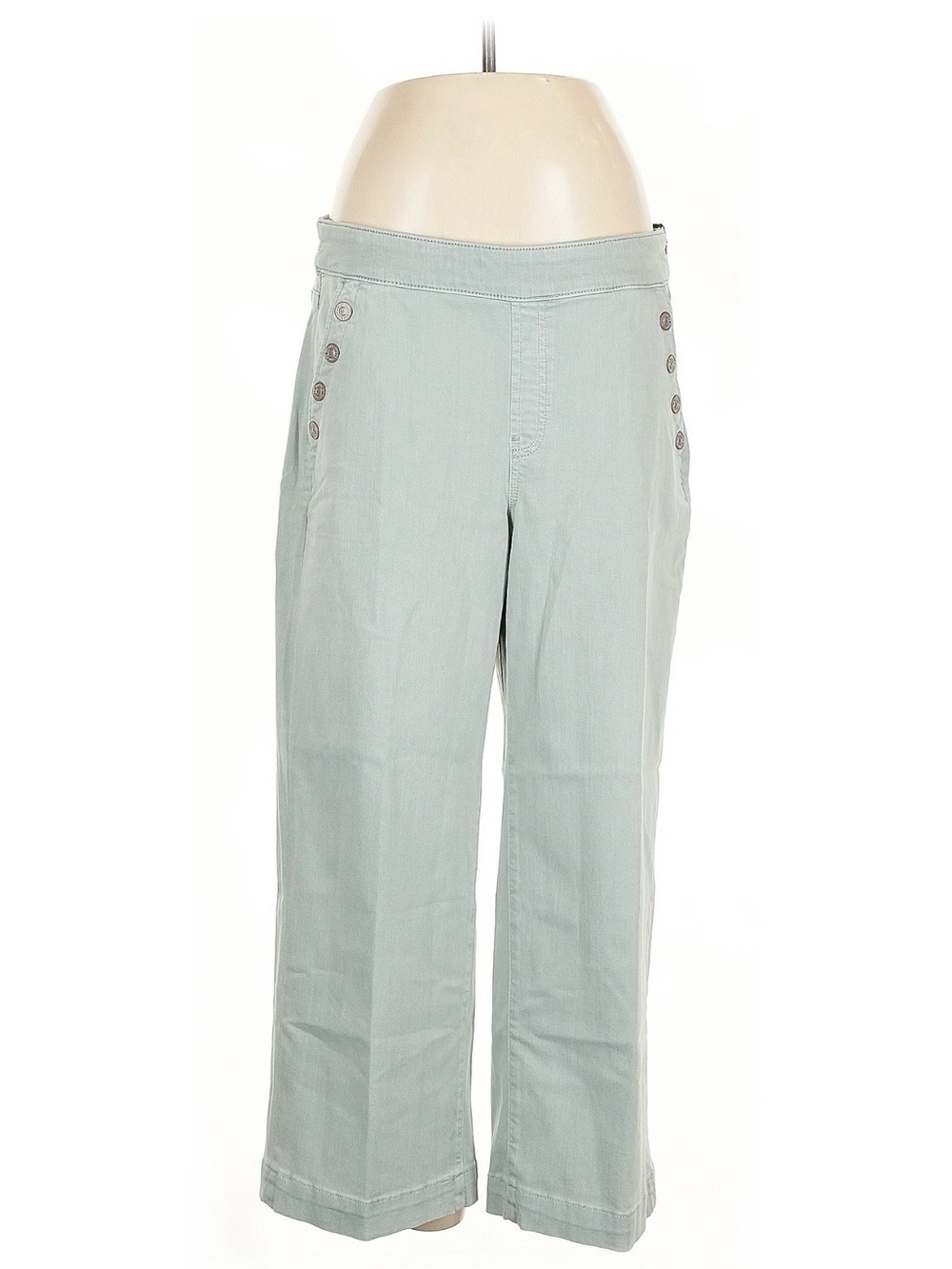 Chico's Light Sage Green Wide-Leg Crop Pull-On Jeans
